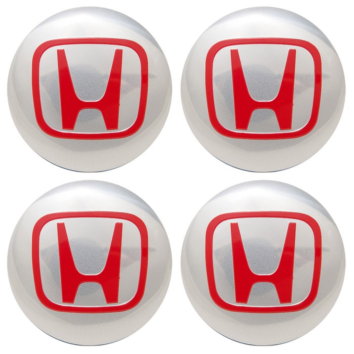Наклейки на диски Honda серебро с красным логотипом сфера 56 мм 