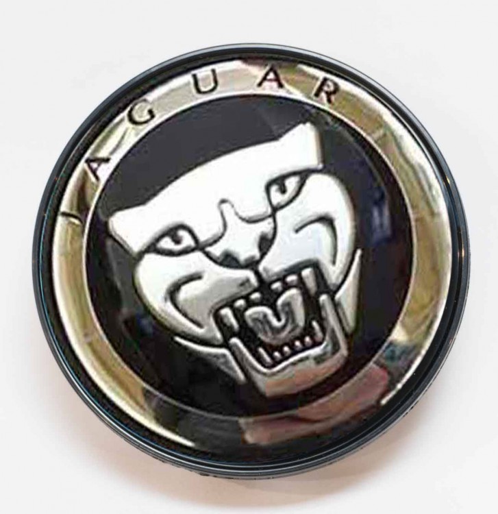 Заглушка литого диска Jaguar 68/65/12 черный с хромом