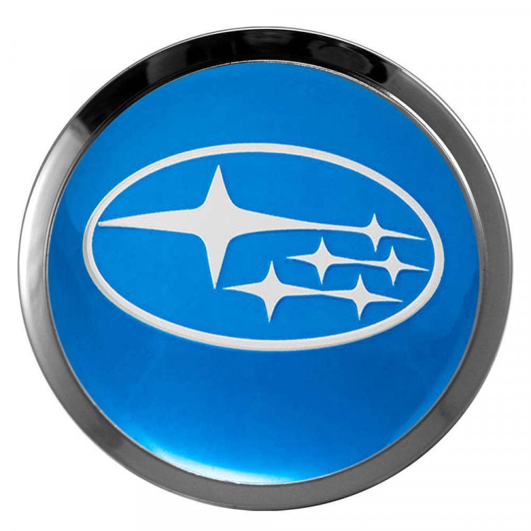 Заглушки для диска со стикером Subaru (64/60/6) синий