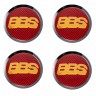 Заглушки для диска со стикером BBS (64/60/6) красный карбон желтый